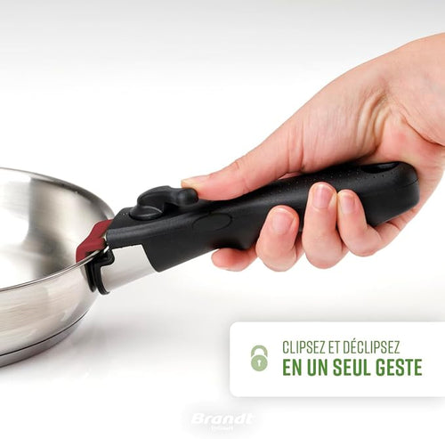Batterie de cuisine Brandt 10 pièces, inox sans revêtement, poignée amovible