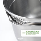 Batterie de cuisine Brandt 10 pièces, inox sans revêtement, poignée amovible